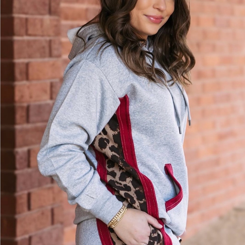As Revival Super cute and cozy hoodie with leopard and red trim